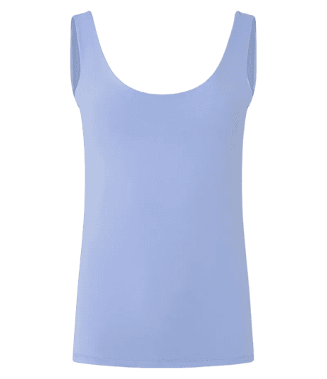 Blusa em Poliamida com Decote U e Alça Larga Azul Arroxeado