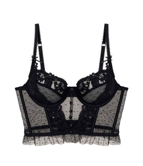 Corset Sem Bojo em Tule Bordado Floral