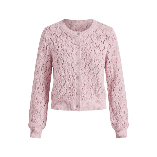 cardigan em tricô vazado