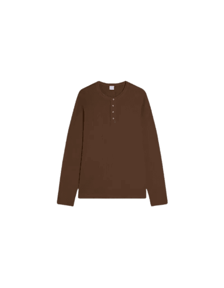 Camiseta henley slim fit manga comprida
