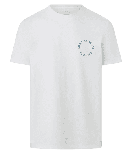 Camiseta Comfort em Meia Malha com Estampa Lettering em Geométrico Warm Radiance Branco