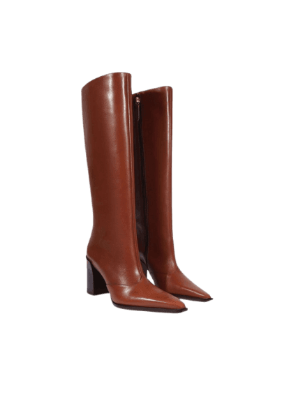 Bota Raffaela Cano Longo Couro Marrom