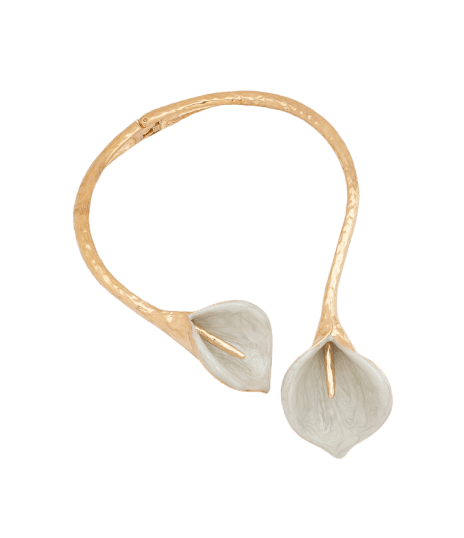Gargantilha com Ponteiras de Flor Copo de Leite Dourado