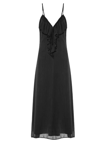 Vestido Midi Com Babado Preto Market 33