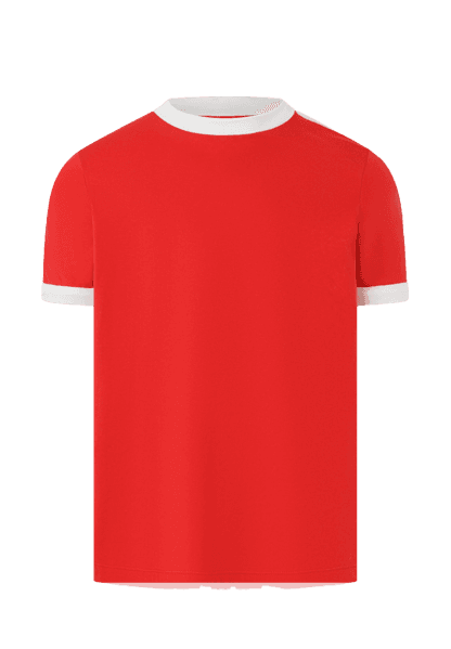 Camiseta Regular Em Algodão Com Listras Nos Ombros Vermelho/Branco