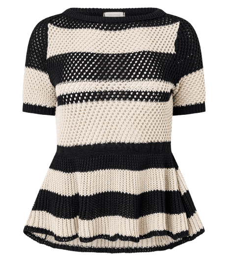 Blusa Peplum Em Tricô com Estampa Listrada