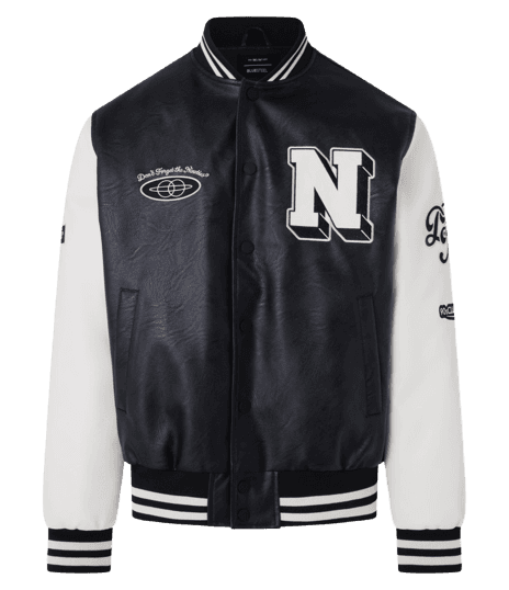 Jaqueta Bomber College Em Pu Com Lettering Preto