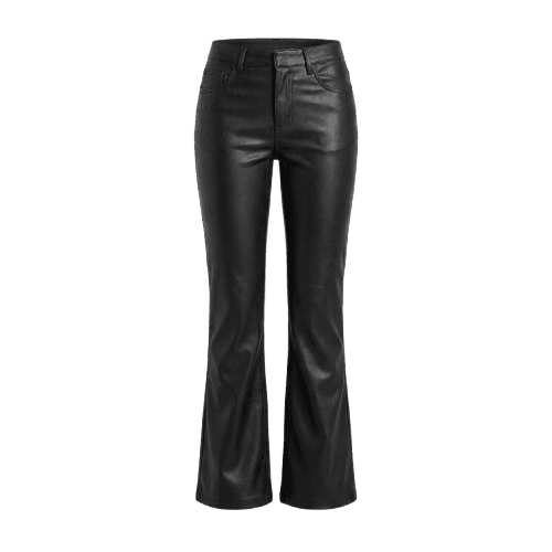 Calça Sarja Bootcut Com Aspecto De Couro