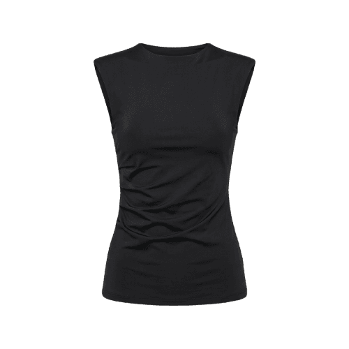 Regata muscle tee ajustada feminina em poliamida - Preto