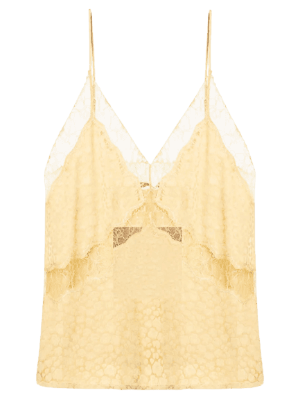 Top Renda Jacquard Amarelo Animale