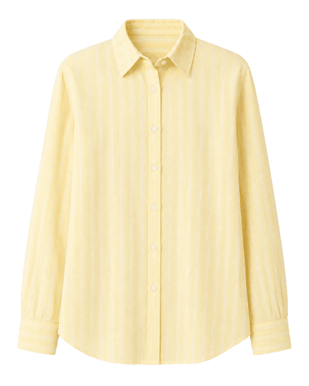 Camisa feminina ampla com linho - Amarelo Claro