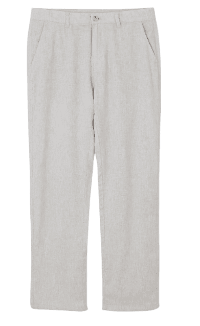 Calça Reta em Linho de Alfaiataria Bege