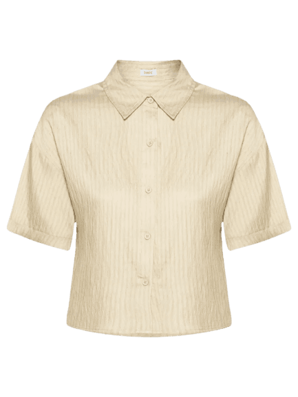 Camisa Feminina Manga Curta Bege Basiq