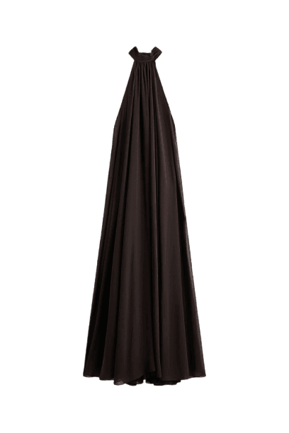 Vestido halterneck a-line em chiffon