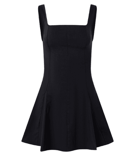 Vestido Evasê Curto em Bengaline Com Decote Quadrado