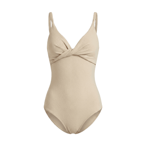 Body decote v torcido feminino em crepe - Bege Claro | Bia Parente - Special Edition