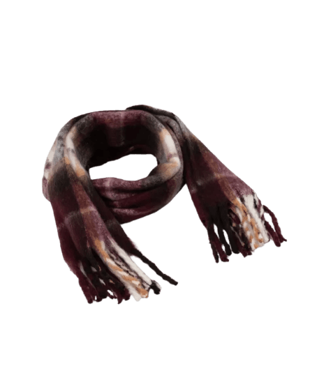 Cachecol em Tricô com Estampa Xadrez Vermelho