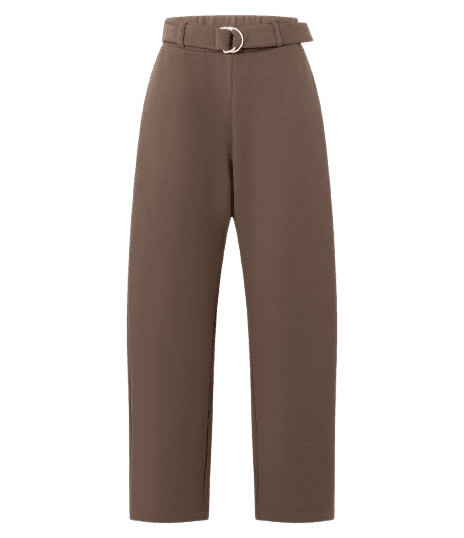 Calça Barrel em Moletom com Felpa e Faixa na Cintura