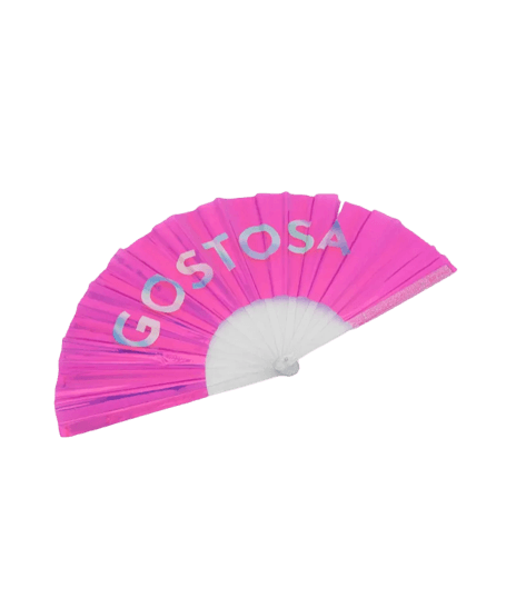 Leque em Plástico Metalizado com Lettering Gostosa Rosa