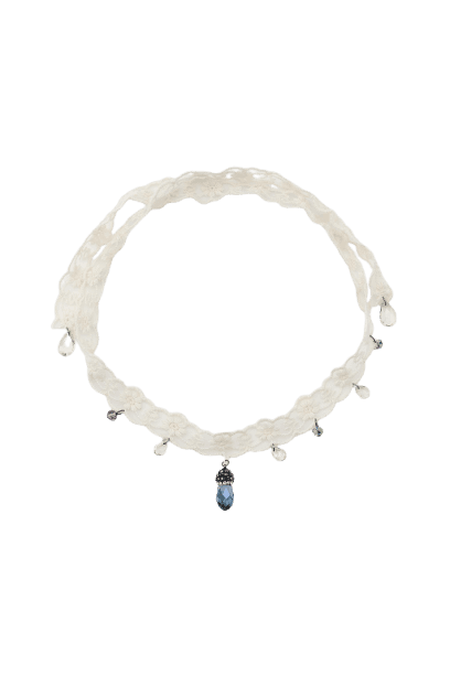 COLAR CHOKER TECIDO COM JOIAS
