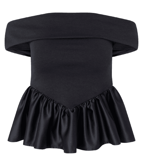 Blusa Ombro a Ombro com Peplum em Cetim