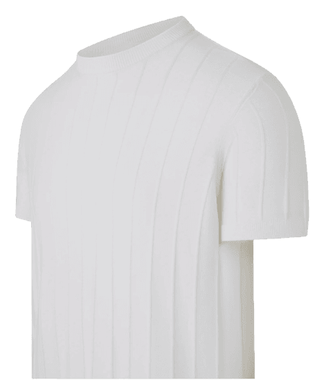 Camiseta Slim em Tricô com Relevos Verticais Off White