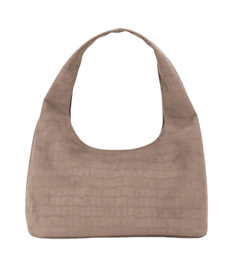 Bolsa Hobo Grande em Suede com Textura Croco