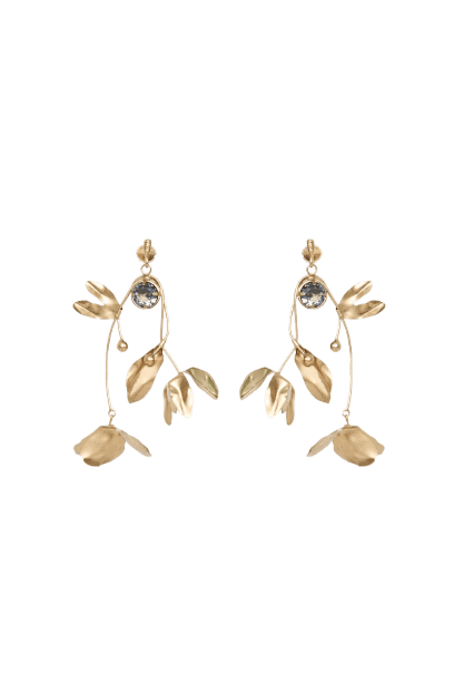 Brinco Dourado Longo Cascata De Flores