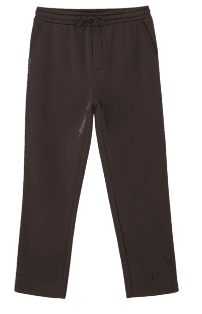 Calça Reta em Moletom com Bolsos e Amarração no Cós Marrom