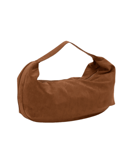 Bolsa Hobo em Suede com Alça Larga Marrom