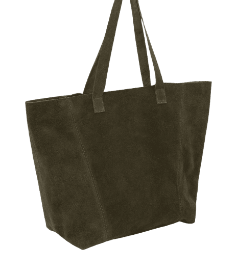 Bolsa Tote em Camurça com Costura Aparente Verde
