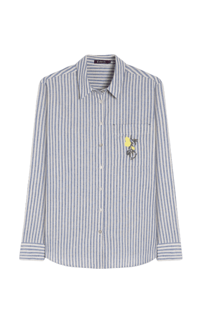 Camisa Sardenha Listras Linho Blend Azul Jeans