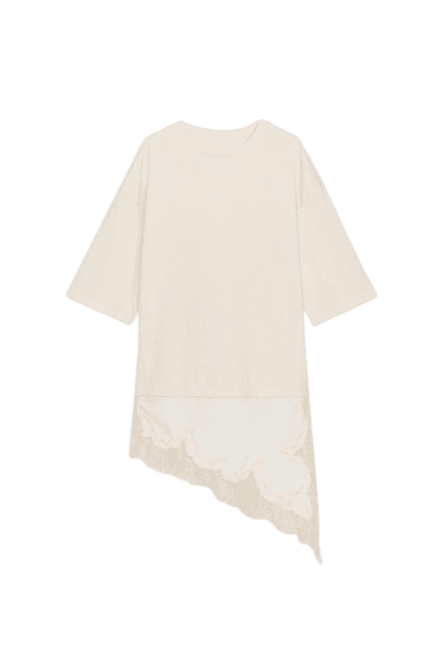 Camiseta Combinada com Renda