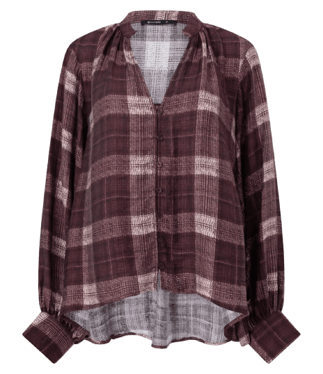 Camisa em Chalis com Gola Padre e Estampa Xadrez