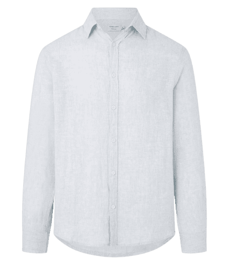 Camisa Regular Em Linho E Gola Colarinho Azul Turmalina