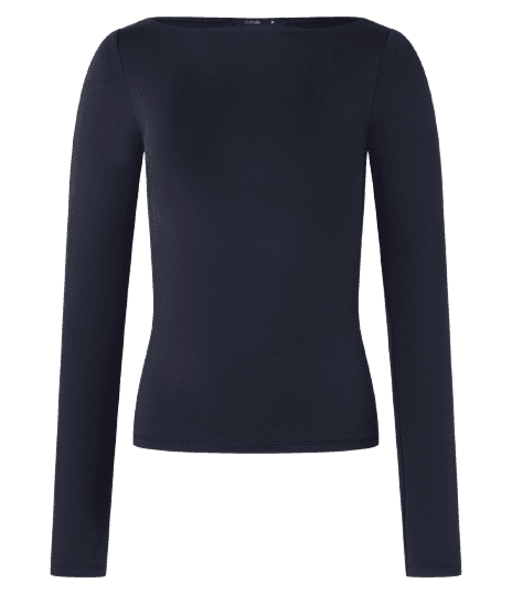 Blusa Regular em Poliamida com Decote Canoa