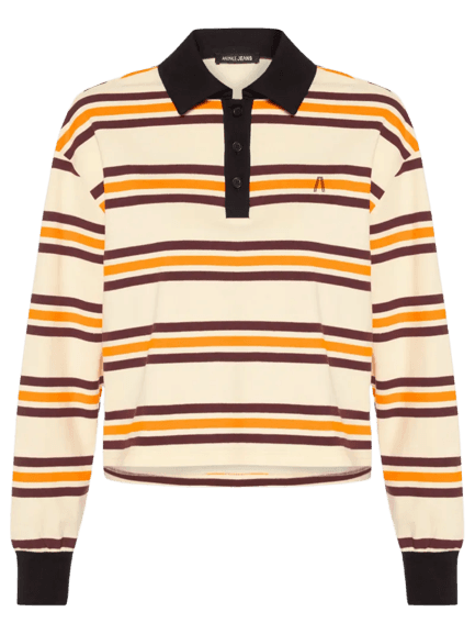 Blusa Feminina Polo De Malha Listrada Amarelo Animale Jeans