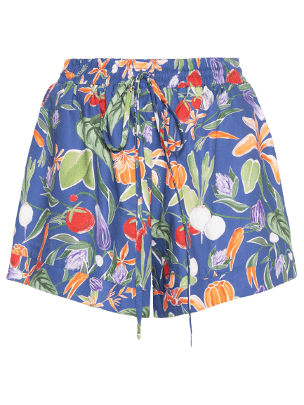 Short Feminino Elástico Legumes Azul Farm