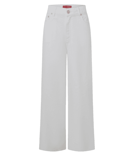 Calça Pantalona em Liocel com Cintura Baixa e Recortes