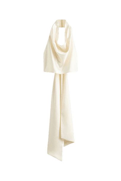 Top halterneck cropped em cetim