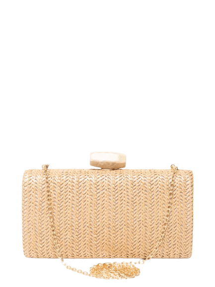 Bolsa Feminina Clutch Em Palha Bege Basiq