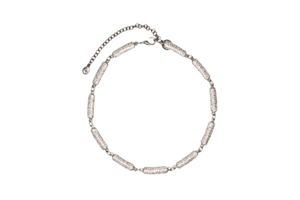 Colar Feminino Curto Elos Prateado