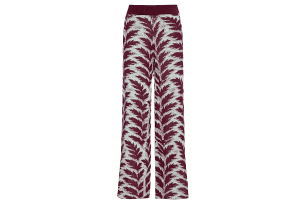 Calça Feminina de Tricot Estampa Folhas Vermelho Animale