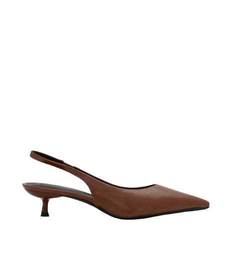 Sapato Slingback em PU com Salto Kitten Heel