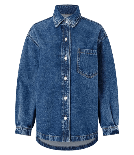Camisa Oversized em Jeans com Botões Frontais