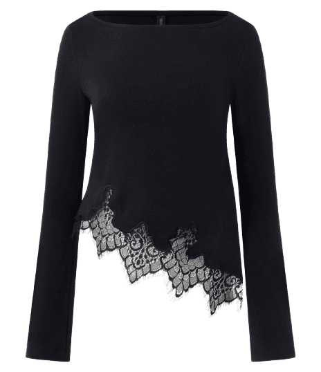 Blusa em Algodão com Barra Assimétrica Rendada