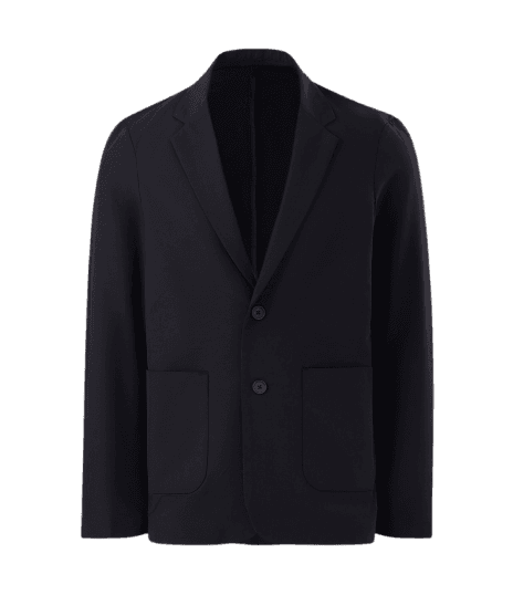 Blazer Regular em Tecido Tecnológico com Botões Preto