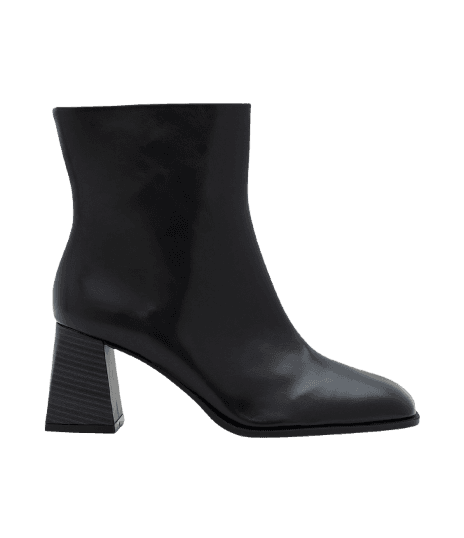 Bota em PU com Bico Quadrado e Salto Bloco
