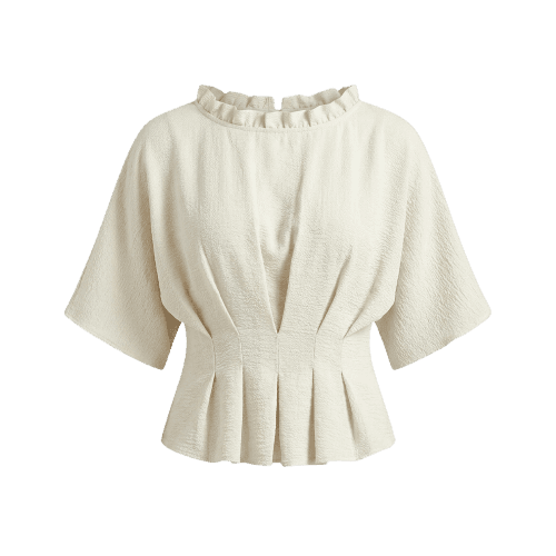 Blusa feminina texturizada com pregas - Off-white