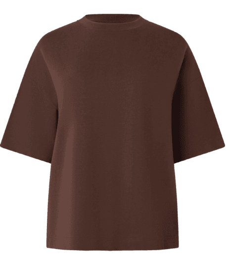 Blusa Oversized Básica em Malhão com Manga Curta Marrom 